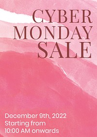 Watercolor promotion poster template abstract background with "Cyber Monday Sale" psd