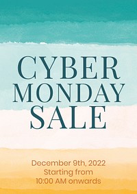 Watercolor promotion poster template abstract background with "Cyber Monday Sale" psd