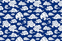 Blue cloud background, Chinese oriental pattern illustration psd