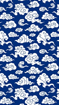 Chinese cloud wallpaper, blue oriental pattern