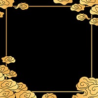 Gold oriental frame, cloud Chinese illustration psd