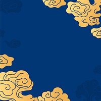 Chinese border background, oriental cloud blue illustration vector