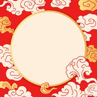 Red oriental frame, Chinese cloud illustration vector