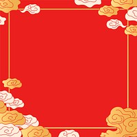 Red oriental frame, Chinese cloud illustration vector