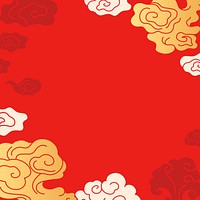 Oriental border background, Chinese cloud red illustration psd