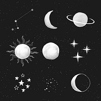 Cute hand drawn galaxy set psd