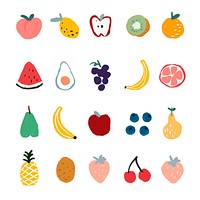 Cute hand drawn fruit set vector