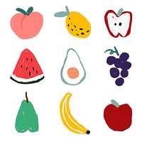 Cute hand drawn fruit set psd