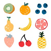 Cute hand drawn fruit set vector