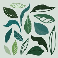 Cute hand drawn leaf set psd