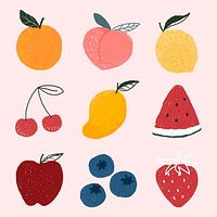 Cute hand drawn fruit set psd