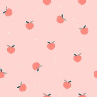 Peach seamless pattern background psd, cute fruit graphic on pink