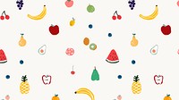 Fruits desktop wallpaper vector, cute background, food doodle