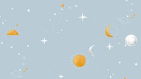 Moon & stars desktop wallpaper, cute background vector