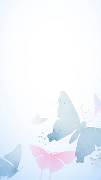 Butterfly mobile wallpaper, blue beautiful border vector animal illustration