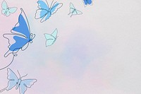 Beautiful butterfly background, blue border, psd animal illustration