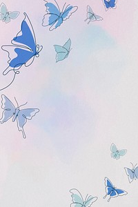 Aesthetic butterfly background, blue border, psd animal illustration