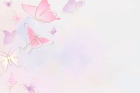 Feminine butterfly background, pink border, vector animal illustration