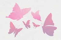 Flying butterfly sticker, pink gradient flat psd animal illustration set