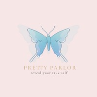 Aesthetic butterfly logo template, beauty salon business, creative psd design