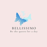 Aesthetic butterfly logo template, beauty salon business, creative psd design