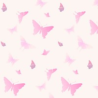 Aesthetic butterfly pattern background, pastel pink psd animal illustration