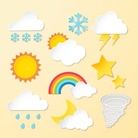 Weather element clipart vector set, 3d design