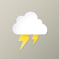 Fun lightning element, cute weather clipart vector on grey background