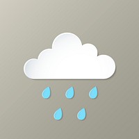 3D rain element, cute weather clipart psd on grey background