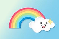 Happy rainbow element, cute weather clipart psd on blue background