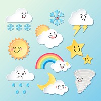 Weather element clipart vector set, 3d design