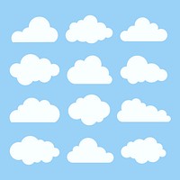 Cloud sticker clipart psd set, flat design