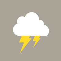 Lightning element, cute weather clipart vector on grey background