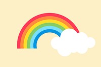 Paper rainbow element, cute weather clipart vector on yellow background