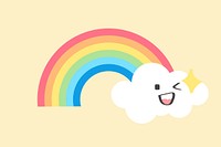 Happy rainbow element, cute weather clipart vector on yellow background