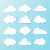 Cloud sticker clipart psd set, 3d design