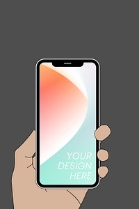 Mobile phone screen mockup, digital device psd illustration