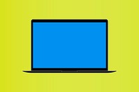 Blue laptop, blank screen digital device psd illustration