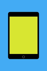 Black tablet, green screen, digital device psd illustration