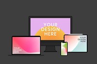 Digital device screen mockup vector set