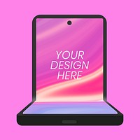 Foldable phone, blank screen, flip phone psd illustration