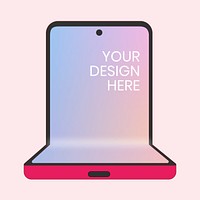 Foldable phone, blank screen, flip phone vector illustration