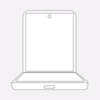 White foldable phone, blank screen, flip phone psd illustration