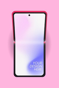 Foldable phone, blank screen, flip phone psd illustration