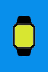 Black smartwatch, blank rectangle green screen, health tracker device psd illustration