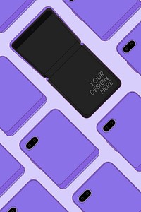 Foldable phone screen mockup, flip phone psd illustration