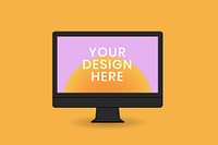 Black computer screen mockup, digital device vector illustration