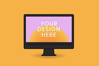 Black iMac screen mockup, digital device psd illustration