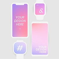 Digital device screen mockup psd illustration set