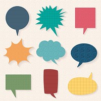 Colorful speech bubble vector set, flat paper design